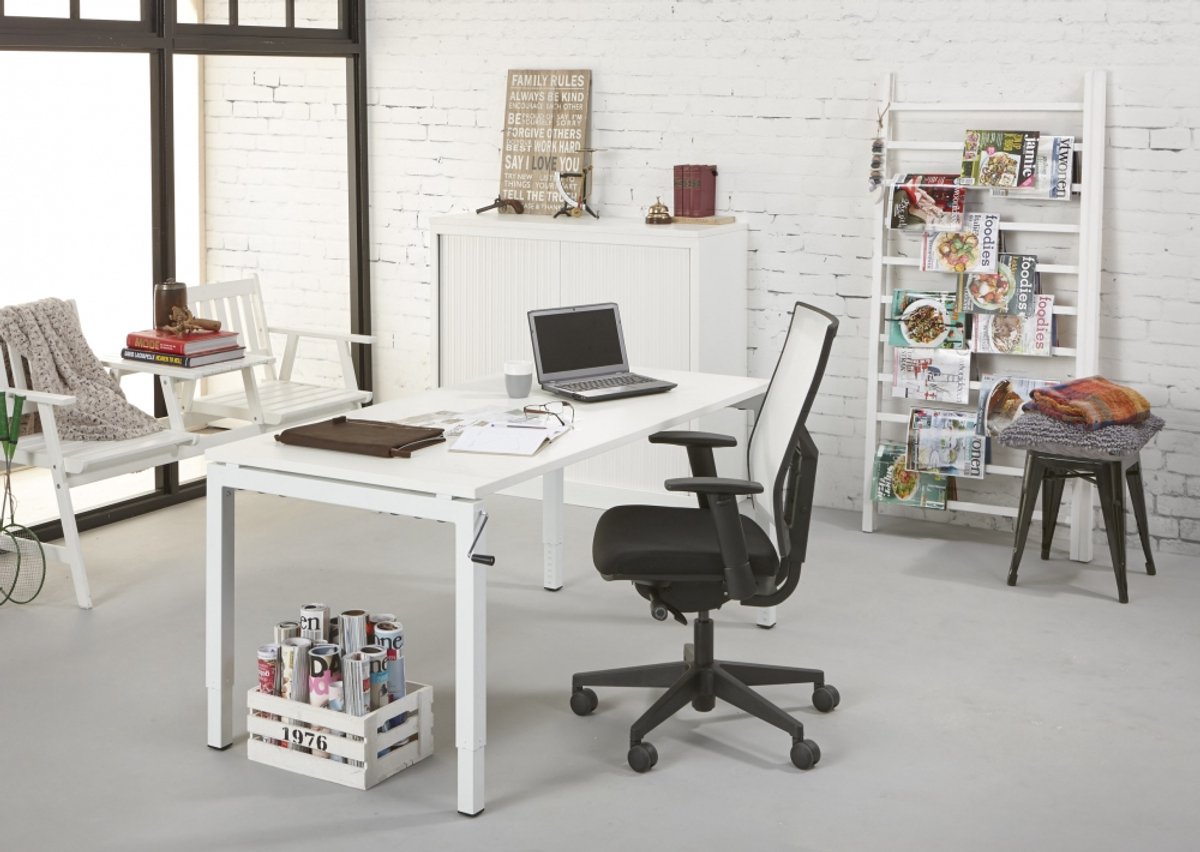 HHV | Slingerbureau Quatuor 180x80cm | Kleurblad: Havanna| Framekleur: Aluminium (RAL 9006)