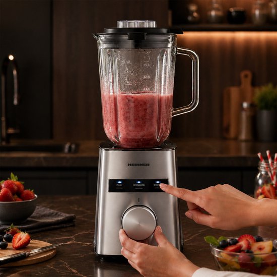 Heinner Avallon 800 Blender - 800 W - Smoothie-functie - Pulsefunctie - 1,5 L Glazen Kan - RVS Messen - Afneembare Kan & Messen - RVS Behuizing - Zilver van Merkloos — afbeelding 3