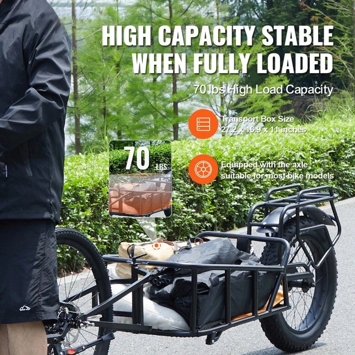 Solayne Fietskar - Transportkar - Fiets aanhanger - Transportfiets - Bagage - Fietstrailer - Opvouwbaar - Draagvermogen 32 kg – foto 4