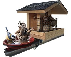 TopChoice® Vogelhuisje op Paal - Vogelvoederstation - Voederhuisje - 20x25x25cm - Hout