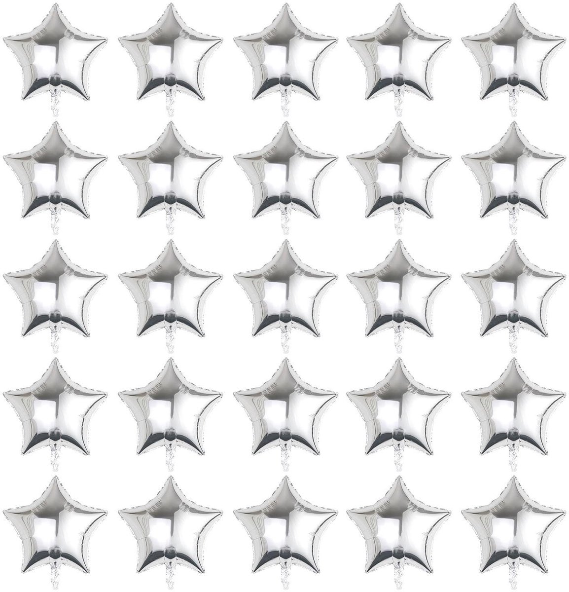 aladdien - Zilveren Ster Ballonnen - Aluminium Folie Decoratie Set - Feestjes - Verjaardagen - Party Versiering - 25 Stuks - Geschikt voor Feestdeco...