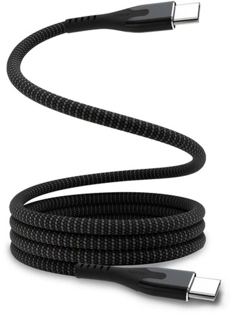 MagStack Pro, Magnetic Cable, USB-C to USB-C, 1m - Zwart - Nylon gevlochten - Magneetwikkeling