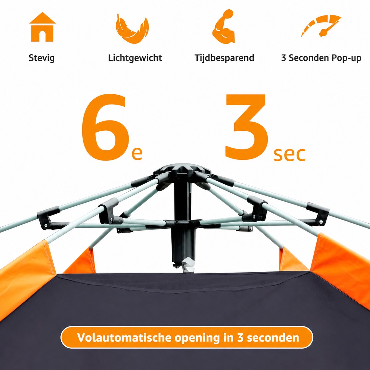 Lifero Camping Tent - Automatisch Pop-up Tent - Easy-up - Kampeertent 3 Persoons - Kamperen 4 persoons Tenten - Koepeltent – foto 4