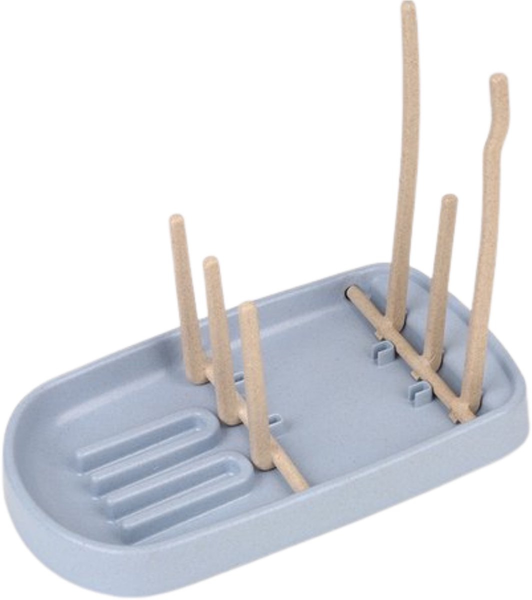 TSD goods - Flessen Droogrek - Flessenrek Baby - Droogrek Voor Baby Flessen - Baby Voeding - Uitklapbaar - Blauw
