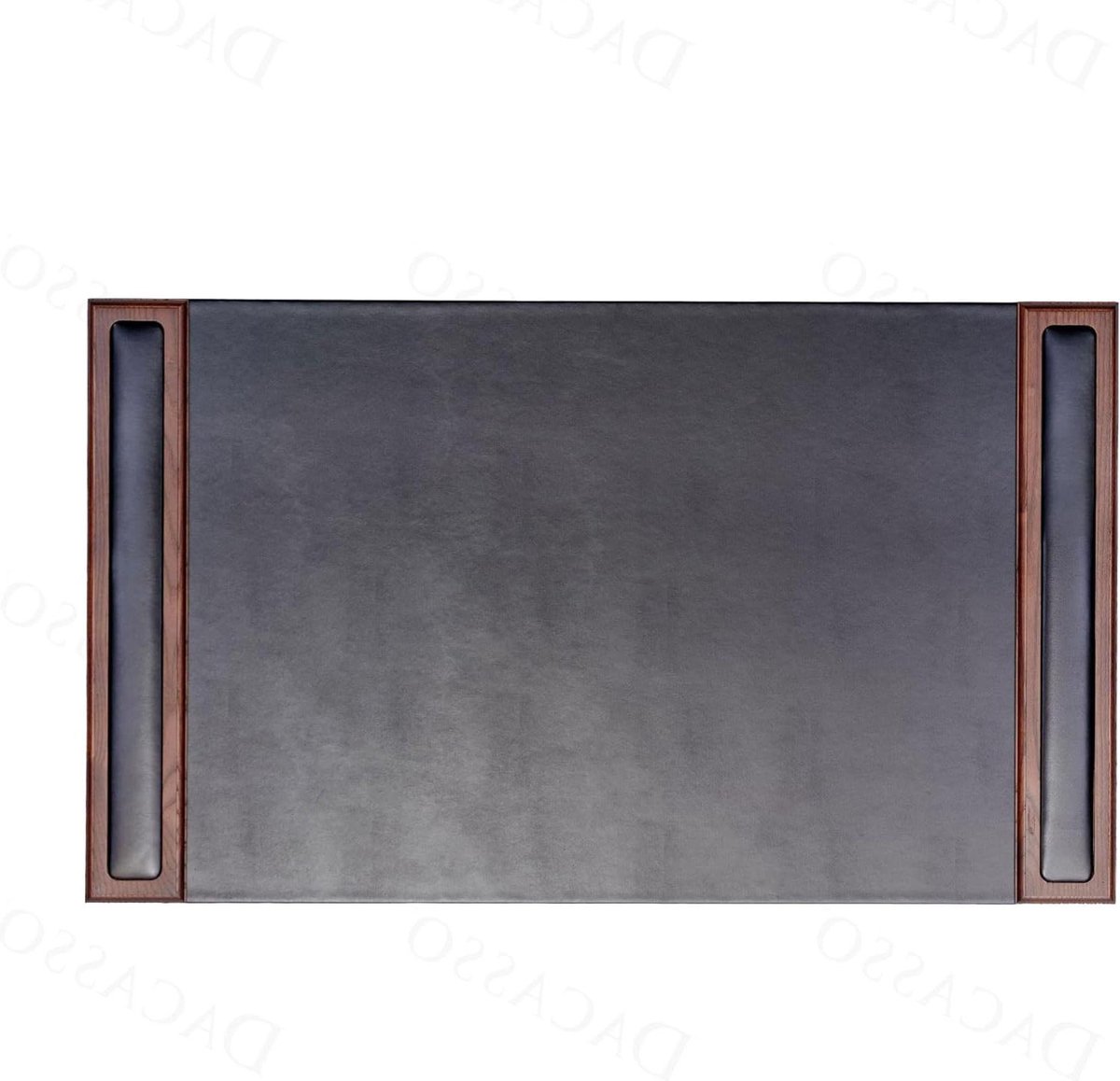 Bureauonderlegger Leer - Schrijfmat Bureau - Werkplek Organiseren - Houten Frame - 34 x 20 Inch - Walnoot Zwart