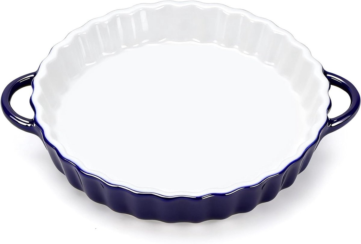 Keramische Taartvorm - Quichevorm Tarteschaal - Taarten Bakken - Met Handvatten - 26 x 21 x 5 cm