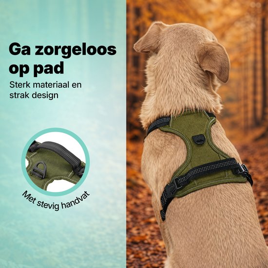 Harnais pour chien - Harnais anti- Trek - Harnais pour chien - Y Harness Dog - Réfléchissant - Vert - Taille L