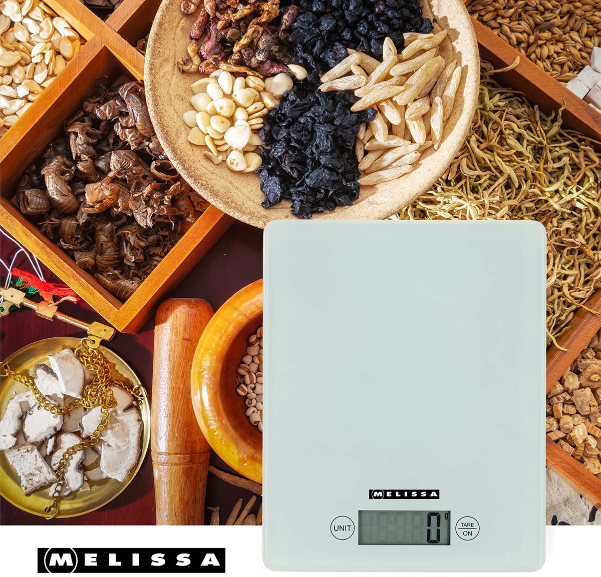 Melissa 16310242 - Digitale keukenweegschaal met LCD-display en tarrafunctie - Weegt met een nauwkeurigheid van 1 gram tot een maximale capaciteit van 5 kg - Wit