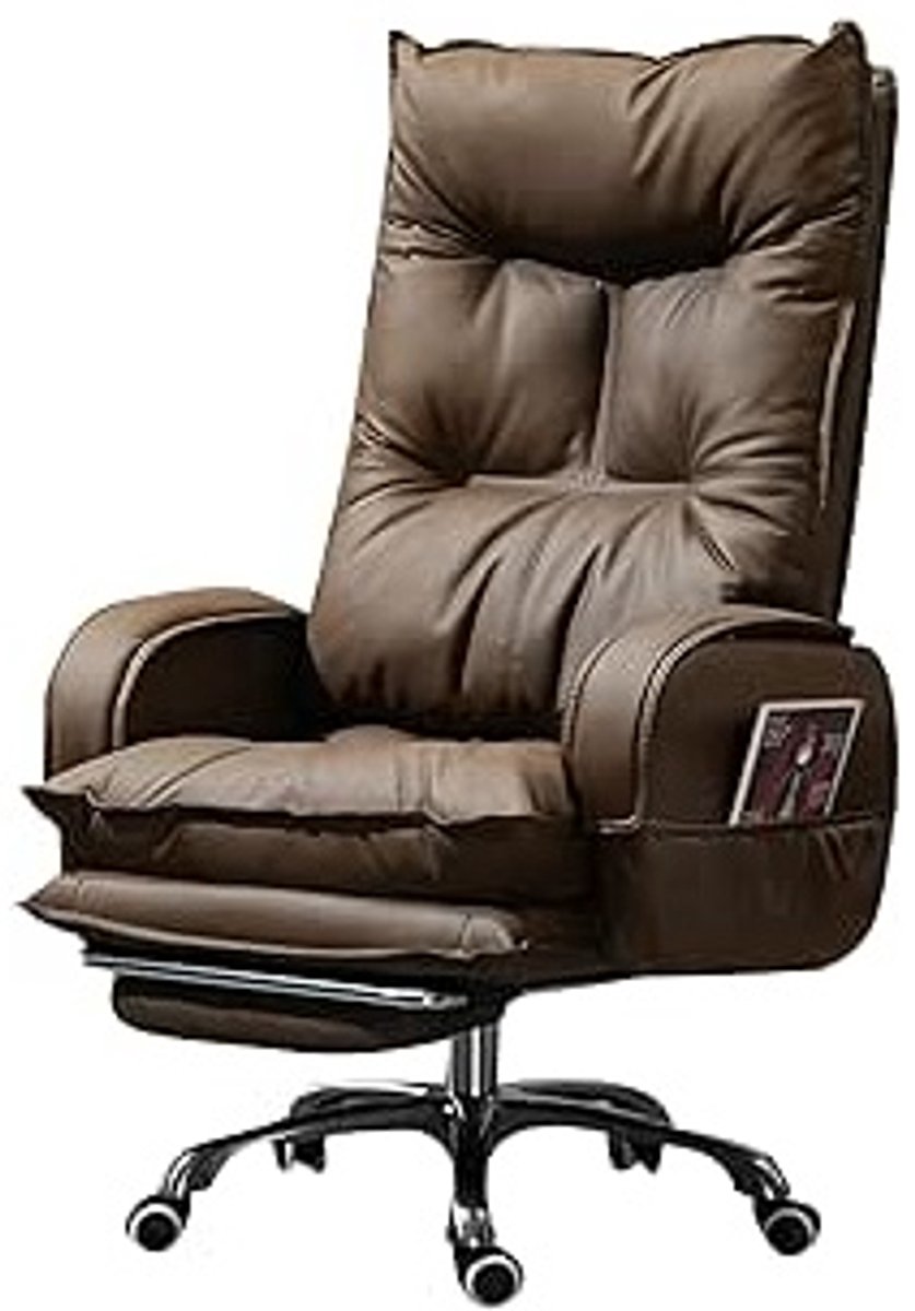 Ergonomische Bureaustoel – Verstelbare Executive Computer Stoel met Kantelfunctie, 360° Draaibaar, Lendensteun, Hoog Comfort PU Leer, Stalen Frame, Belastbaar tot 150 kg