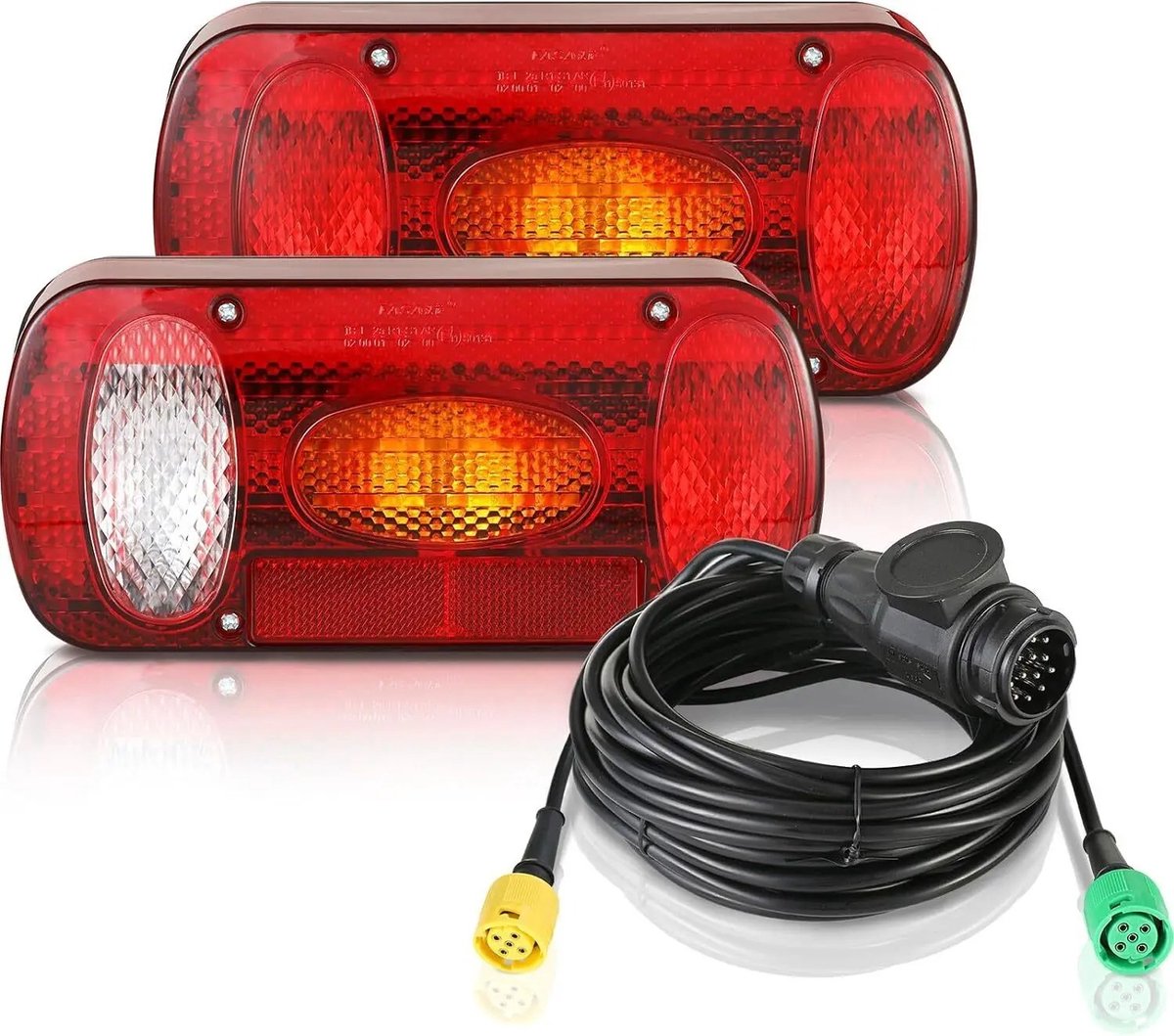 Mosh Stories Aanhanger Verlichtingsset – 2x LED Achterlichten met 6 Functies - 5,5m Kabel en E-keur - 12V Trailer Verlichting