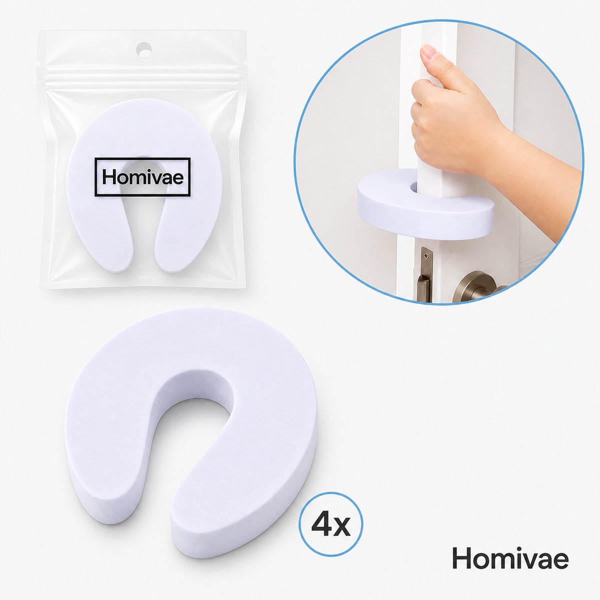 Homivae Deurstopper 4 Stuks – Kinderbeveiliging Deur – Foam Deurstoppers – Voorkomt Beknelde Vingers
