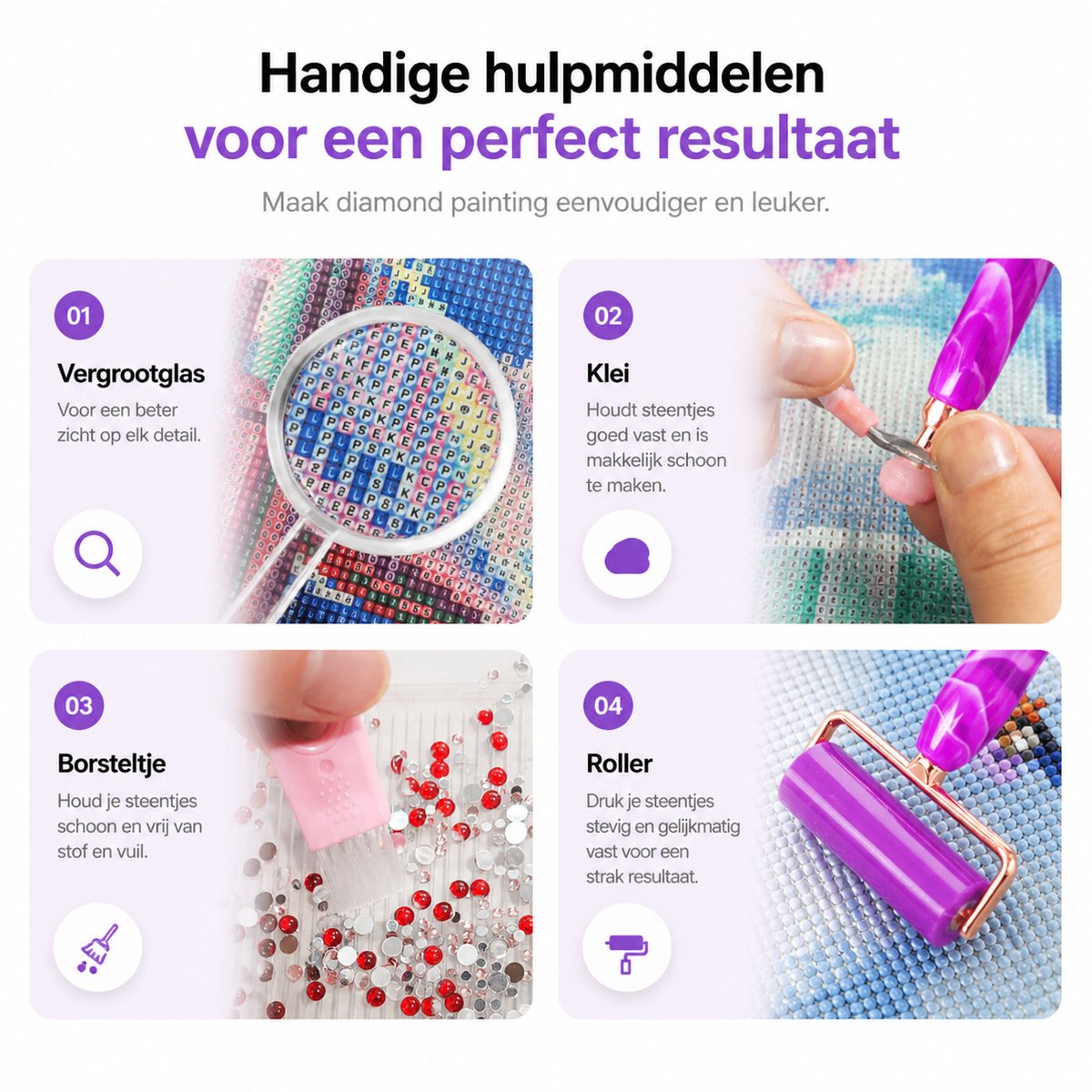 BOTC Diamond Painting Art pen Kit - Dot Pen Kit - 5D Diamond Paint- met Gereedschapstoebehoren - Paars — afbeelding 5
