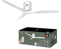Varin® Smart Plafondventilator – Wit- Tuya Wifi – Lange bladen – Ø 132cm – 6 snelheden – Super stil 20dB – Met afstandsbediening en gratis app – Ventilatorkachel – Ventilatoren plafond – Plafondventilator – Plafond ventilator slaapkamer