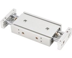 Luchtcilinder Dubbele Staaf - Pneumatische Cilinder - Industriële Automatisering - Biaxiaal Ontwerp - 75 mm Slag - Zilver