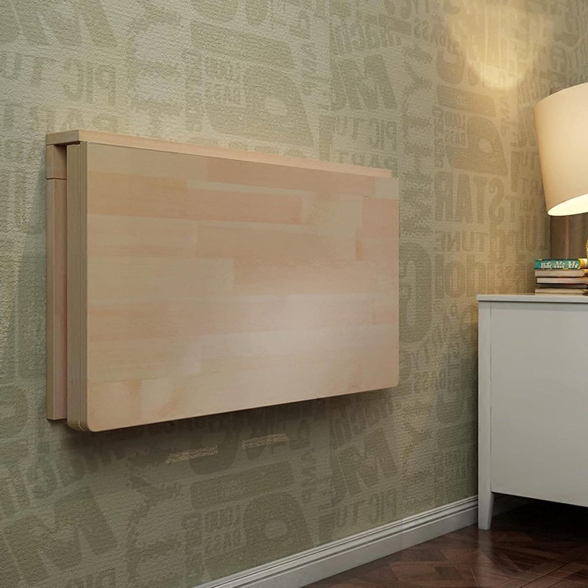 Opvouwbaar bureau - Klaptafel wandmontage - Kleine ruimtes - Natuurlijk hout - Rechthoek - Houtkleur
