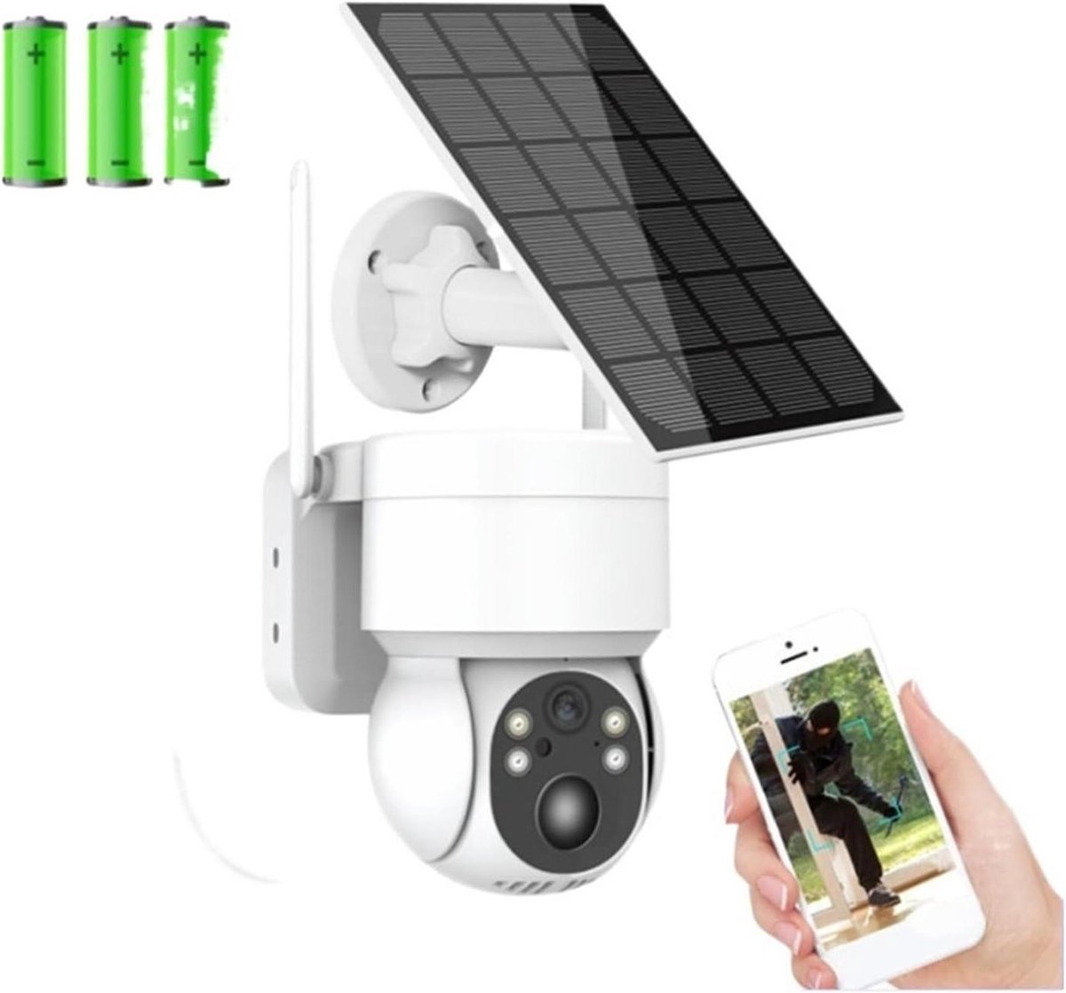 Beveiligingscamera - IP Camera - Buiten Beveiligen - Zonne-energie Werking - 4MP HD - Wit
