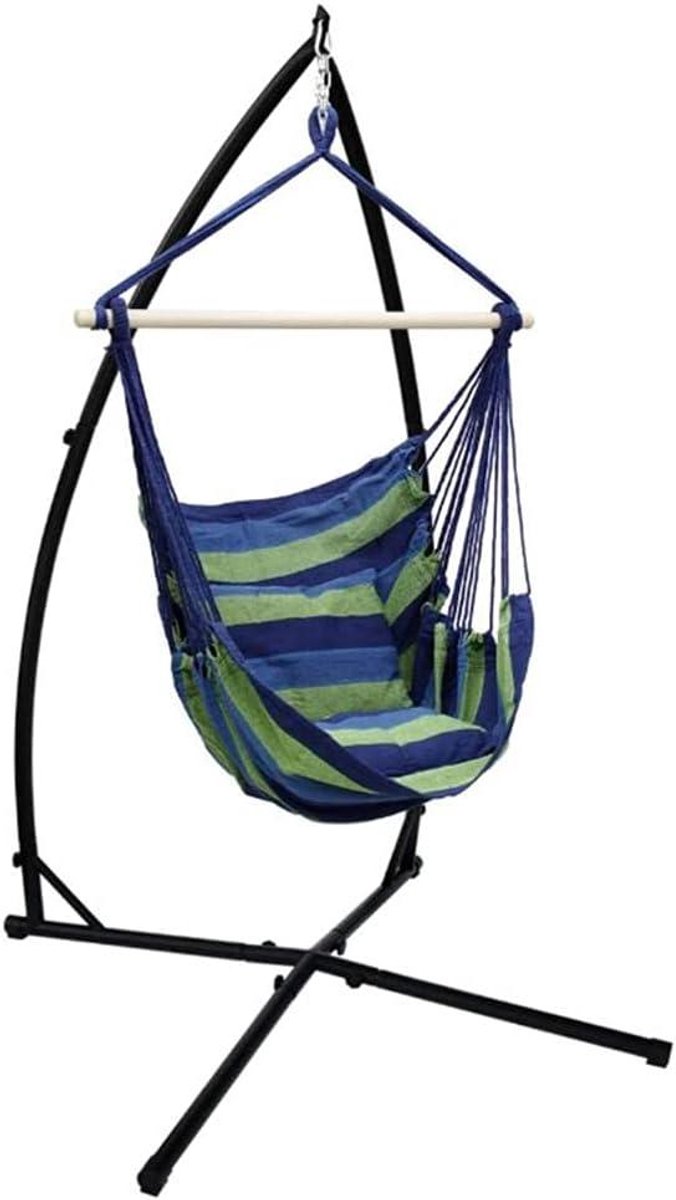 Hangstoel houder - Schommel standaard - Ontspannen Buiten - X-vormige basis - 214 x 113 cm - Zwart
