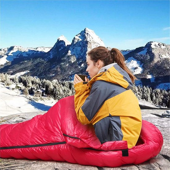 Winterslaapzak - Camping slaapzak - Buiten avonturen - Waterafstotend ontwerp - 195 x 80 cm - Rood — afbeelding 4