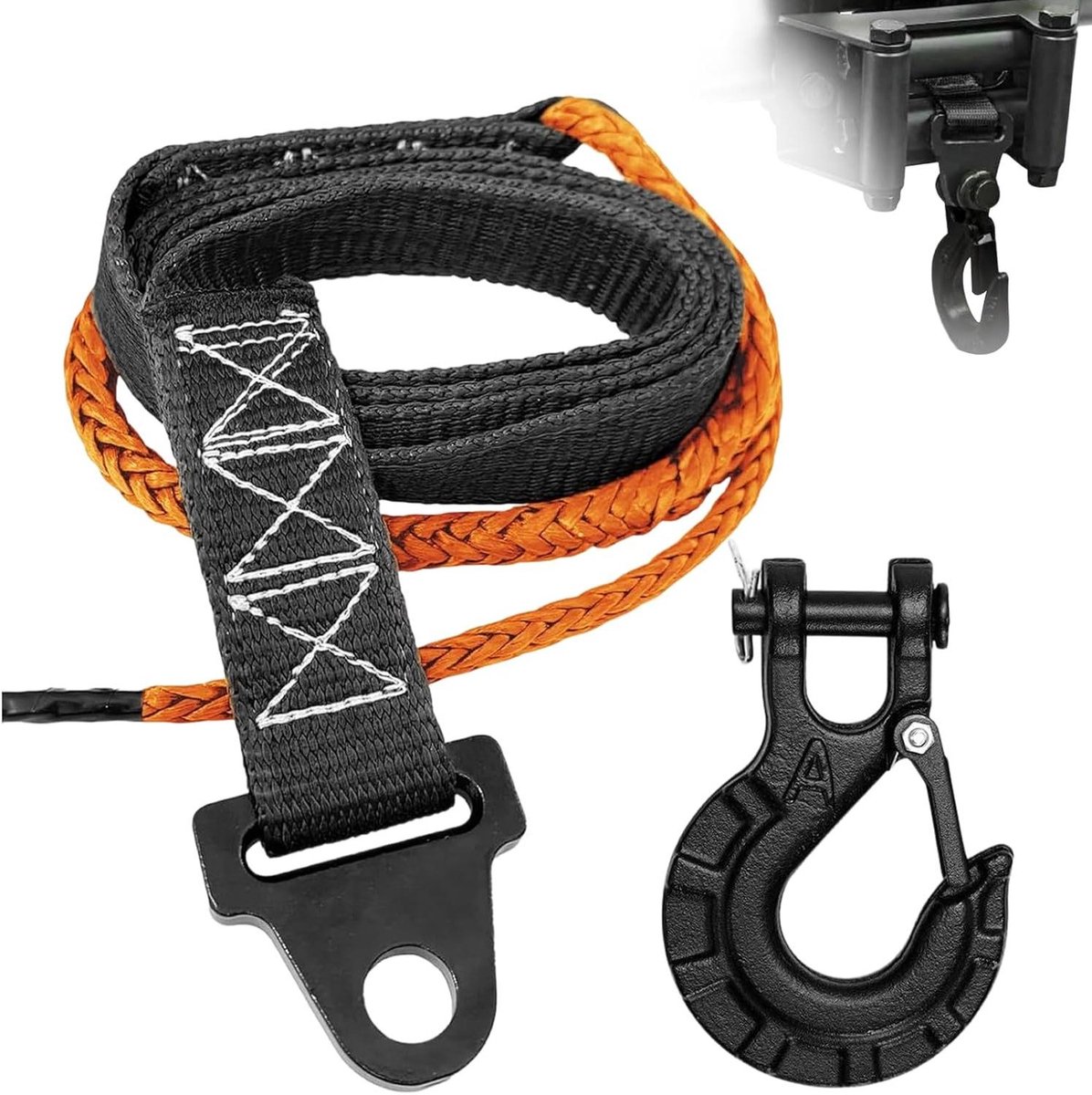 Trekband Voor Trucks - Verlengingstouw Met Haak - Voertuig Berging - Gegarandeerde Breeksterkte - 64 Inch Lengte - Zwart