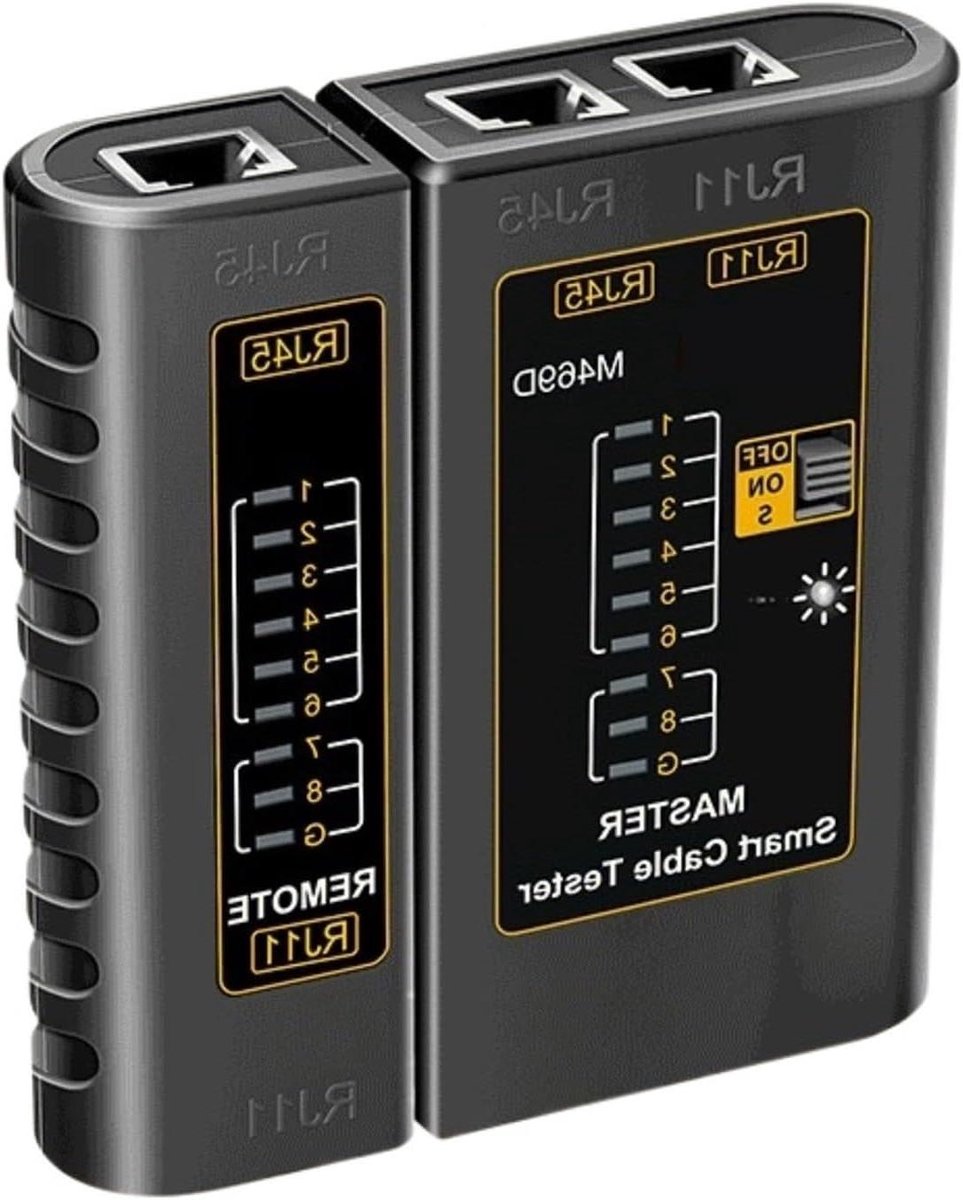 Netwerkkabeltester - Kabeltester - Netwerkonderhoud - Lichtgewicht ontwerp - 97 mm x 27 mm - Zwart