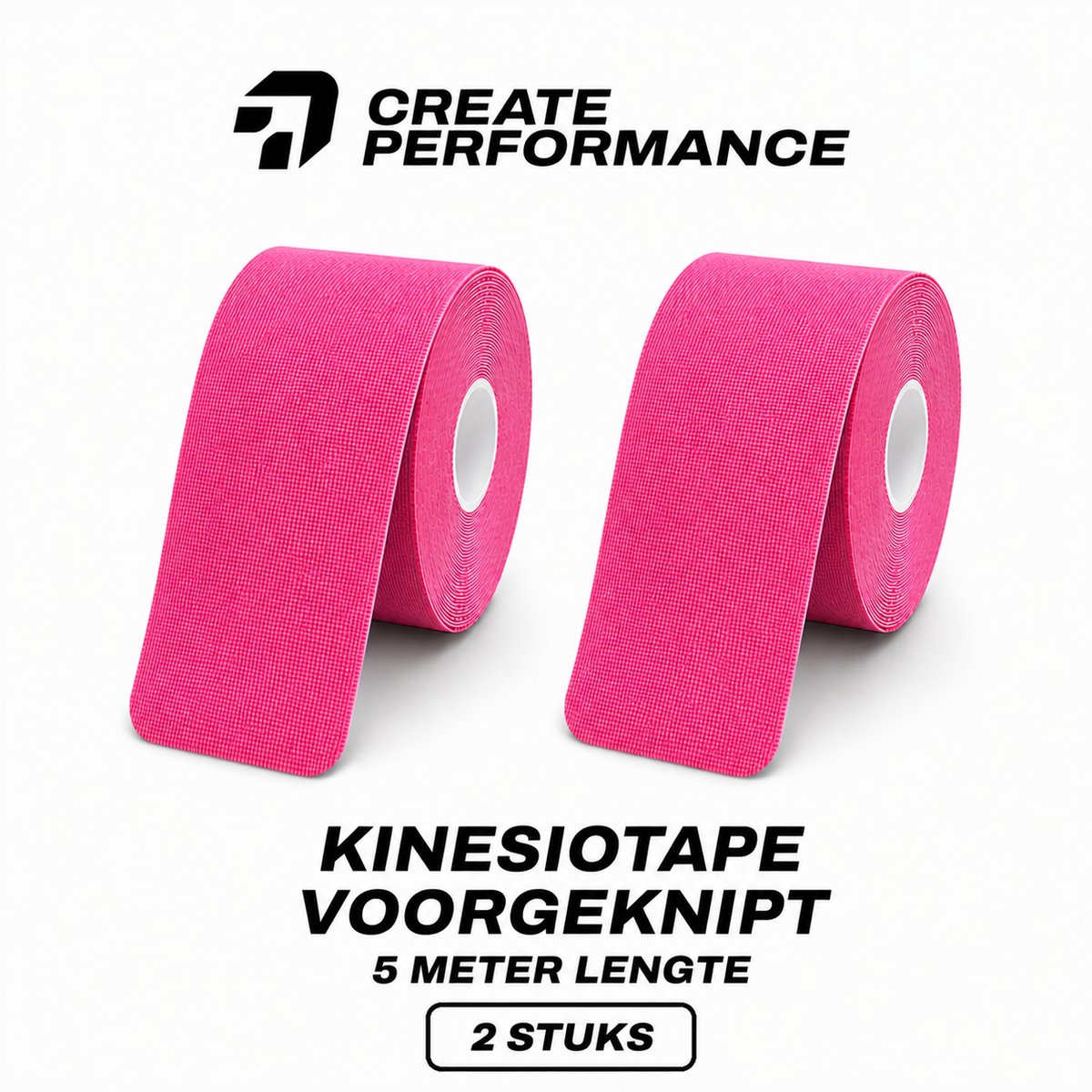CREATE PERFORMANCE Kinesiotape - Pre Cut - Fysio Tape - Sport tape - 2 doosjes - 5 Meter lang - Roze - Inclusief Tape Tasje