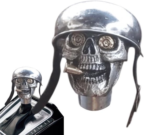 Schakelpookknop Schedel - Handgemaakte Pook - Auto Interieur - Robuuste Legering - 6.1 x 6.1 x 7.9 cm - Zilver — afbeelding 5