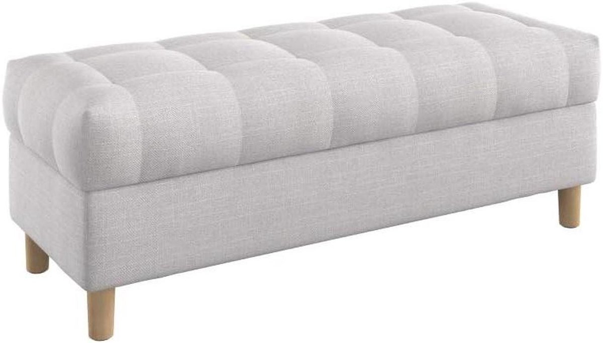 Opbergbankje - Voetenbank - Woonkamer Decoratie - Vlekbestendige Stof - 120 cm Breed - Naturel Wit