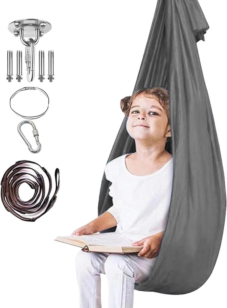 Hangstoel - Draagbare hangmat - Buiten ontspannen - Roestvrijstalen hardware - 1x2.8m - Zwart