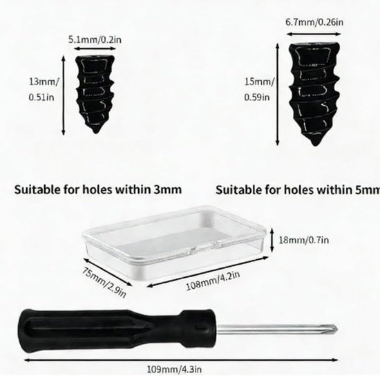 Banden Reparatie Nagels - Lekke Band Herstel - Tubeless Banden - Vacuüm Afdichting Technologie - 40 Delige Set - Zwart van Merkloos — afbeelding 2
