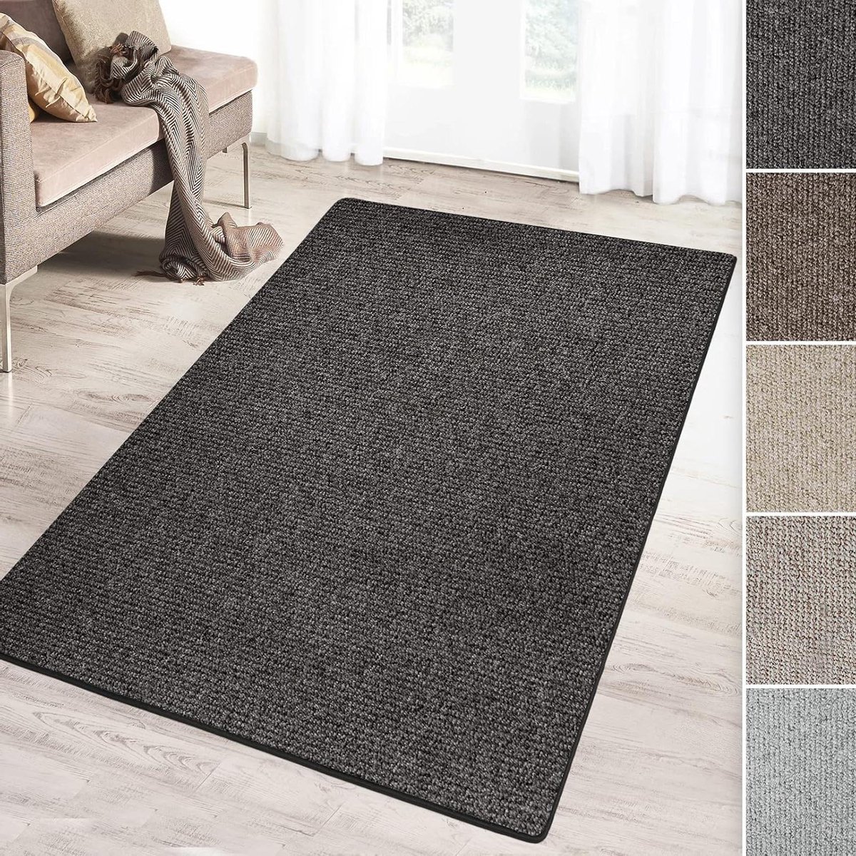 Tapijtloper - Vloerkleed - Huis Inrichten - Glad Geweven - 80 x 250 cm - Antraciet