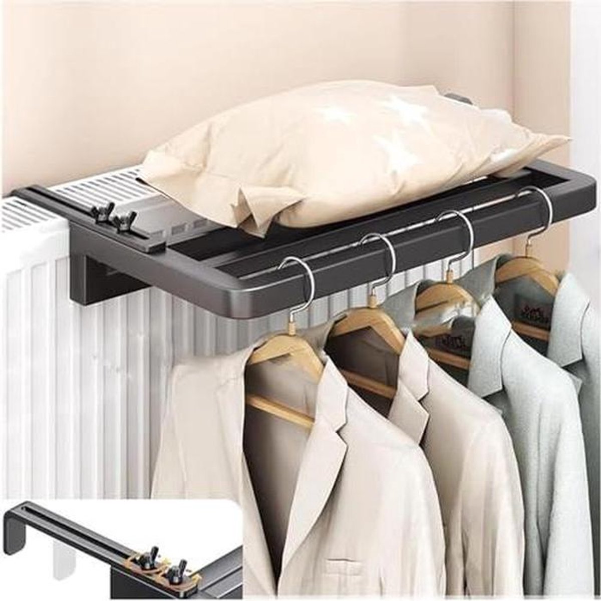 Radiator Droogrek - Kledinghanger - Kleren Drogen - Verstelbare Haken - 0-16 cm - Wit
