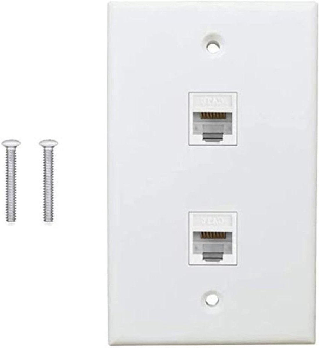 Ethernet Wandcontactdoos - Netwerk Koppeling - Netwerk Verbinding - Tool-free Installatie - 2 Poorts - Wit