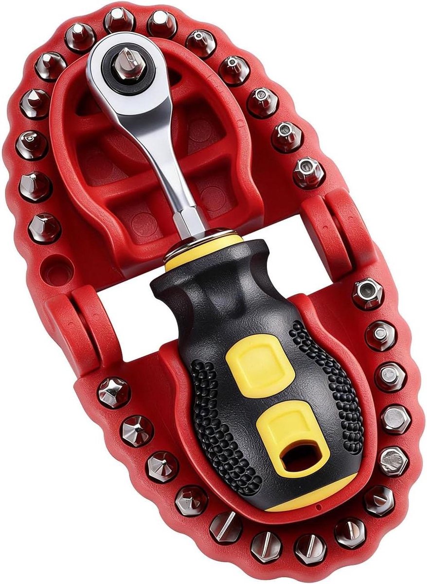 Haakse Schroevendraaierset - Mini Ratelset - Huisreparaties - 30 Delig Magnetisch - Krappe Ruimtes - Grijs