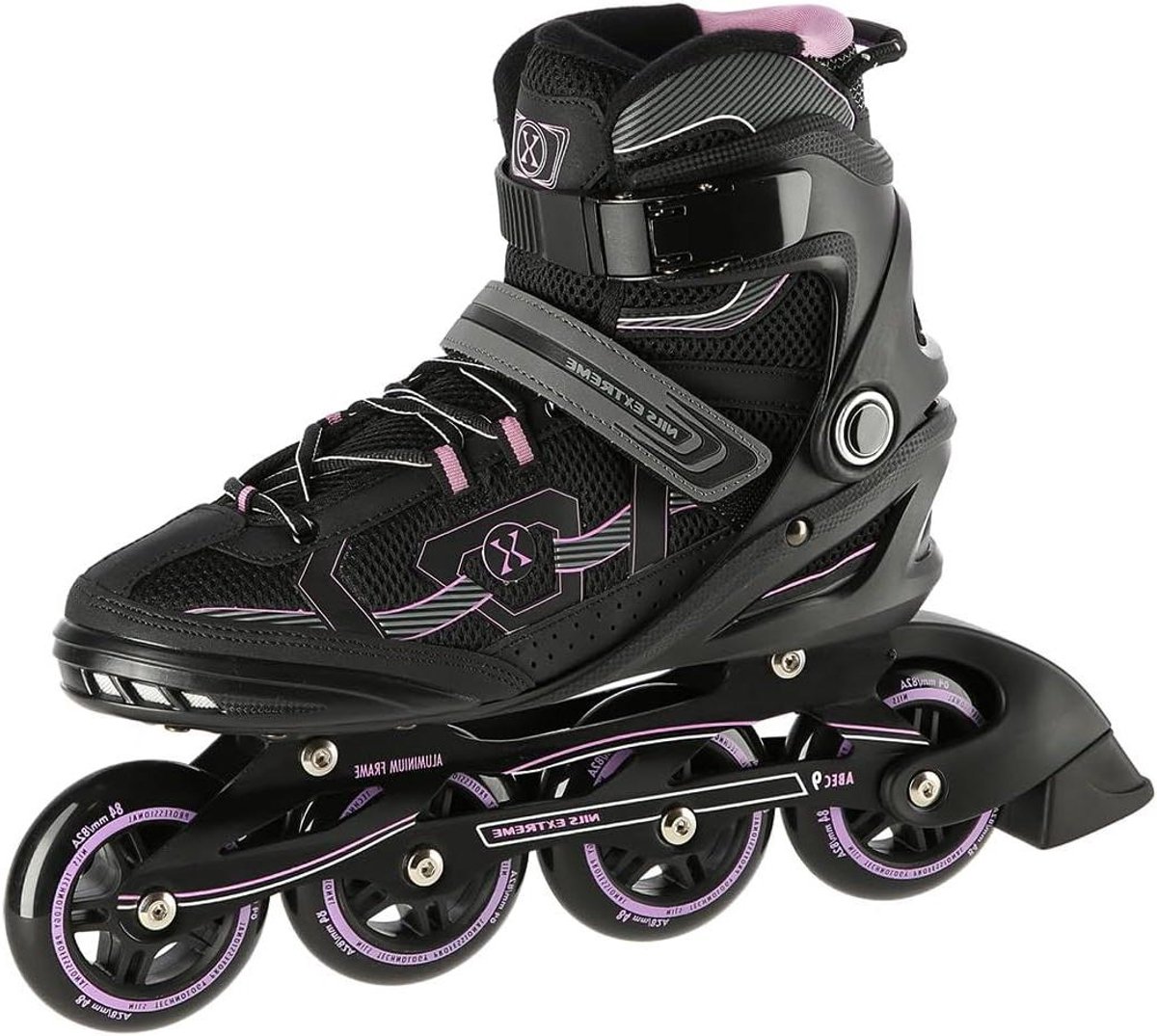 Skeelers - Rolschaatsen - Buiten Sporten - Aluminium Frame - Maat 44 - Zwart Paars