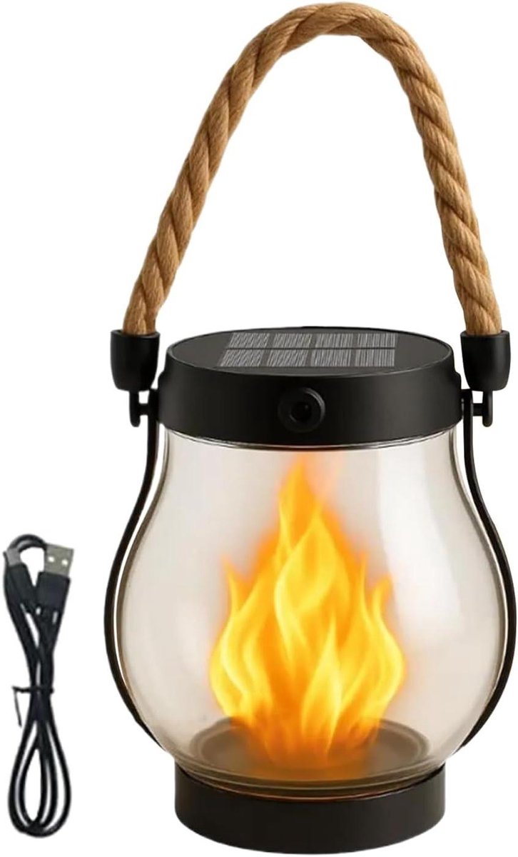 Zonne-lantaarn - Hanglamp Tuin - Sfeerverlichting Buiten - Flikkerend Vlam Effect - 12.5 x