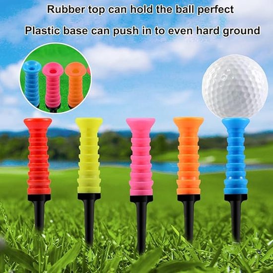 Golfladder - 10 stuks - Zachte rubberen koppen - Vijf kleuren - Vermindert wrijving en zijwaartse spin - Lengte 8.3 cm — afbeelding 4