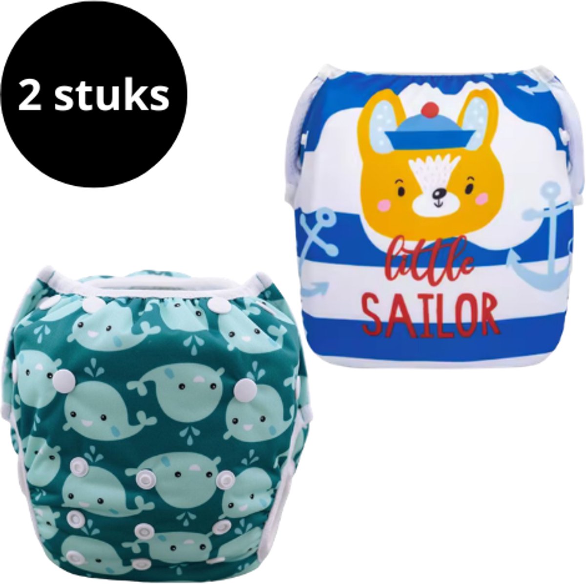 Zoettt Zwemluier walvissen/Little sailor print - 2-pack - 5-15 kg