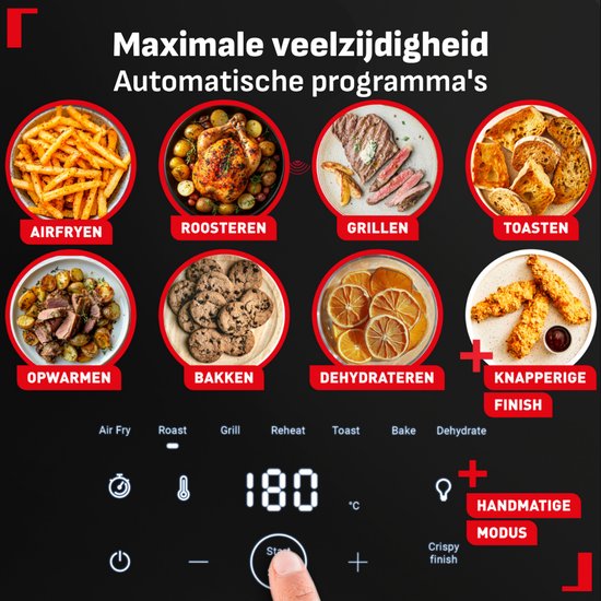 Tefal Easy Fry Infrared EY832H - Airfryer 7L - 1700W - Infraroodtechnologie - 2x Sneller Warm - 8 Programma's - Voor 8 Personen