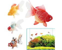 4 Stuks Drijvende Kunstmatige Goudvissen - Aquarium decoratie - Natuurlijke Bewegende Nepvissen Voor Aquarium - Kunstmatige vis - kleurrijke en realistische - Realistische hars ornamenten voor vistank landschapsarchitectuur - voor Aquariumdecoratie