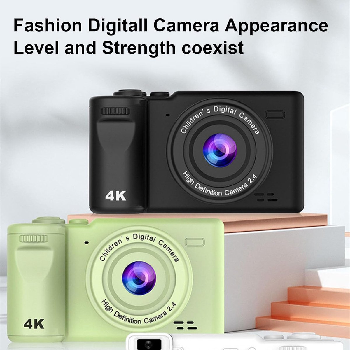 Camera - Digitale Camera - 4K Digitale Camera - 48MP Vlogging Camera met Dubbele Lens (Front & Rear) - Vintage Fototoestel met Nachtmodus & Autofocus - 2.4 Inch IPS Scherm - 8X Zoom & Beeldstabilisatie - groente thumbnail 2