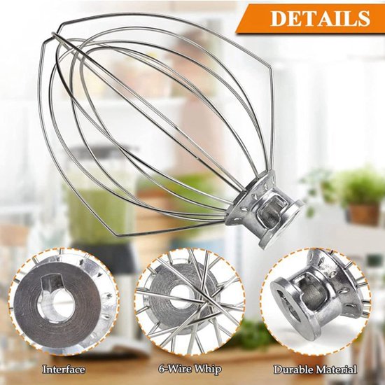 Mixer Accessoires - Eierklopper Opzetstuk - Bakken en Koken - Roestvrij Staal - 5 Stuks - Zilver — afbeelding 5