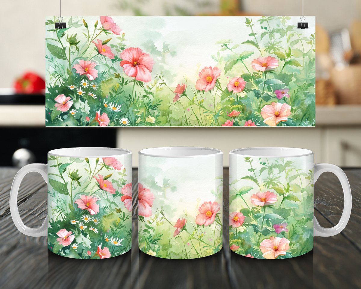 Jacintha's kadowinkeltje - mok 300ml bloemenveld - drinkbeker - mok - bloemenveld