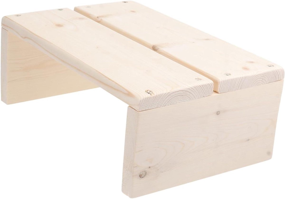 Kinderkrukje Hout - Voetenbankje Opstapje - Badkamer Hulp - Antislip Ontwerp - 30x20x11 cm - Houtkleur