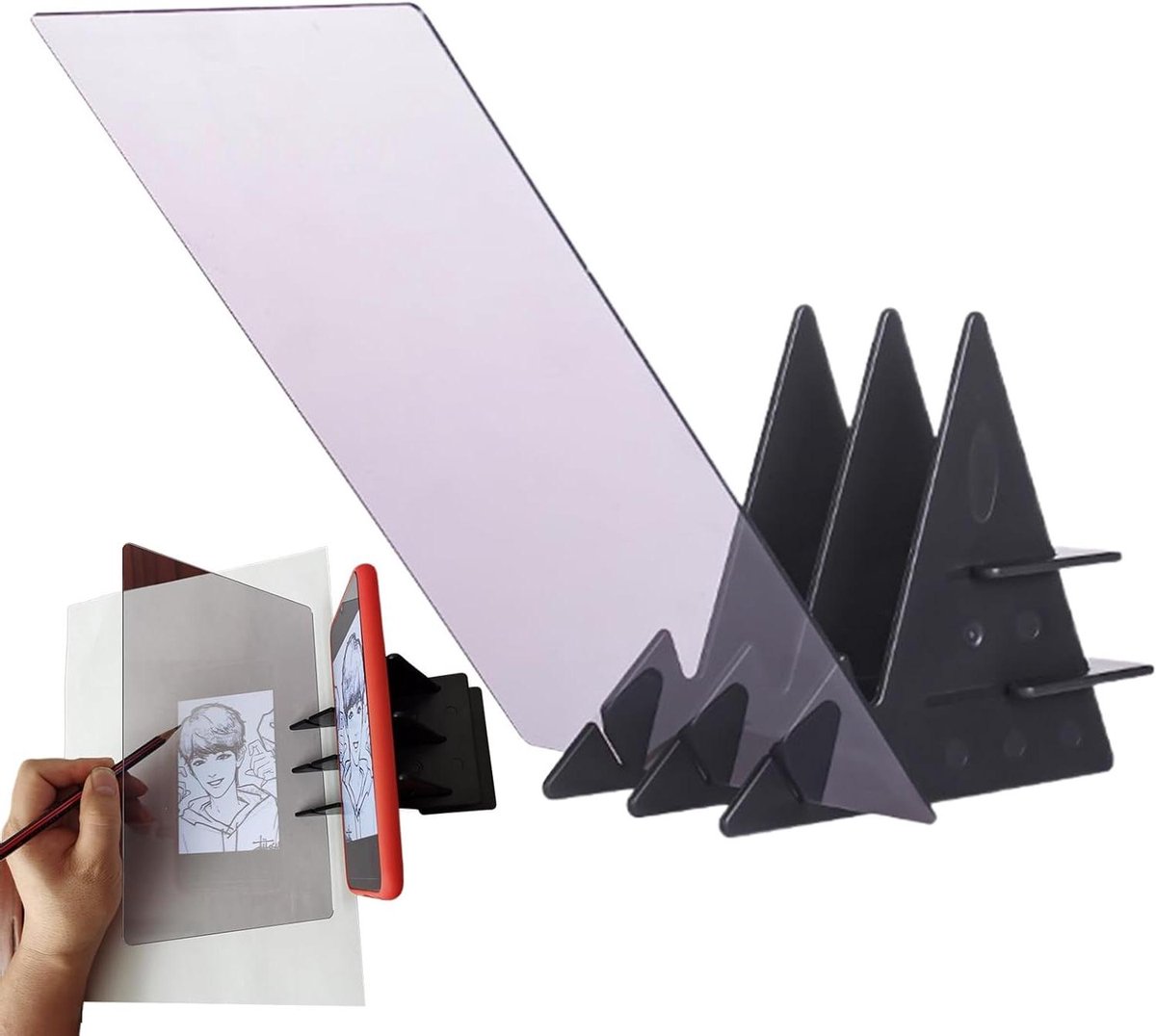 Optisch Tekenscherm - Projectie Tekenbord - Schilderijen Overbrengen - Draagbaar Draadloos Ontwerp - 20x13.5cm - Transparant