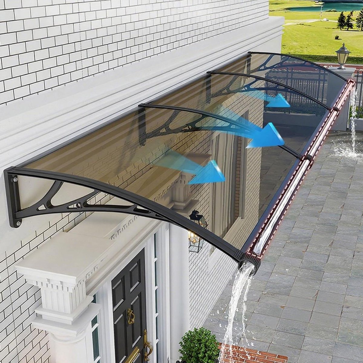 Instapdeurluifel Aluminium - Weerbestendige Luifel - Buitendeur Beschermen - Transparant PC Paneel - 60 x 280 cm - Transparant