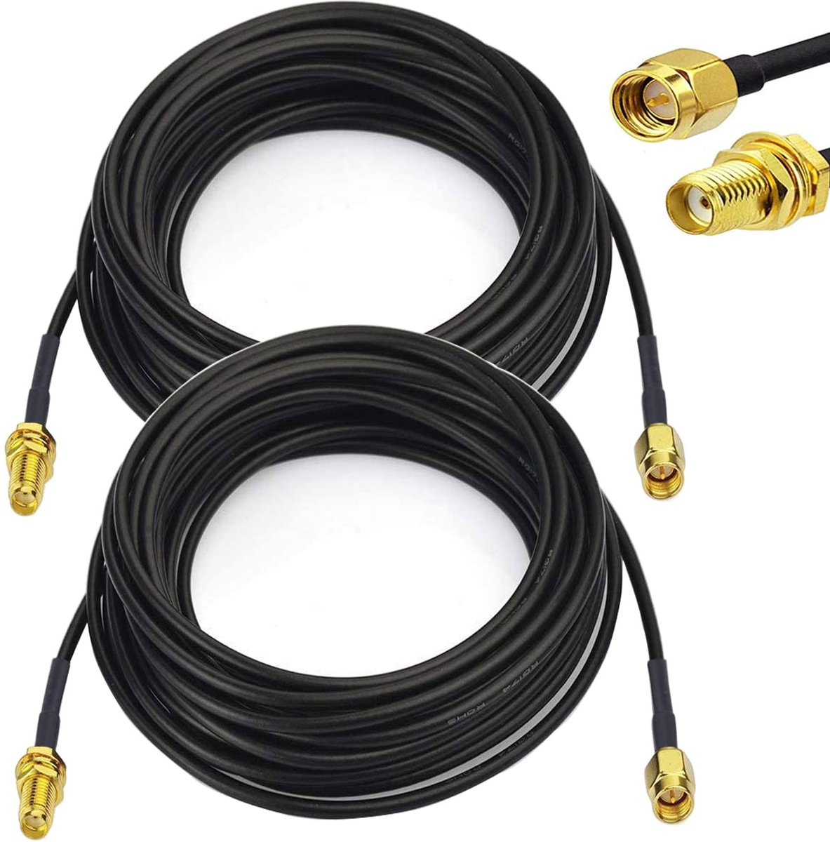 RUNCCI-YUN SMA Kabel 3m X 2 - Wifi Antenne Extensie Kabel RG174 Coaxiaal