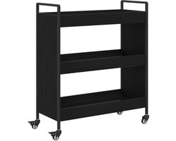 vidaXL - Keuken - Trolley - Zwart - Eiken - 70 - x - 30 - x - 82 - cm - Bewerkt - hout