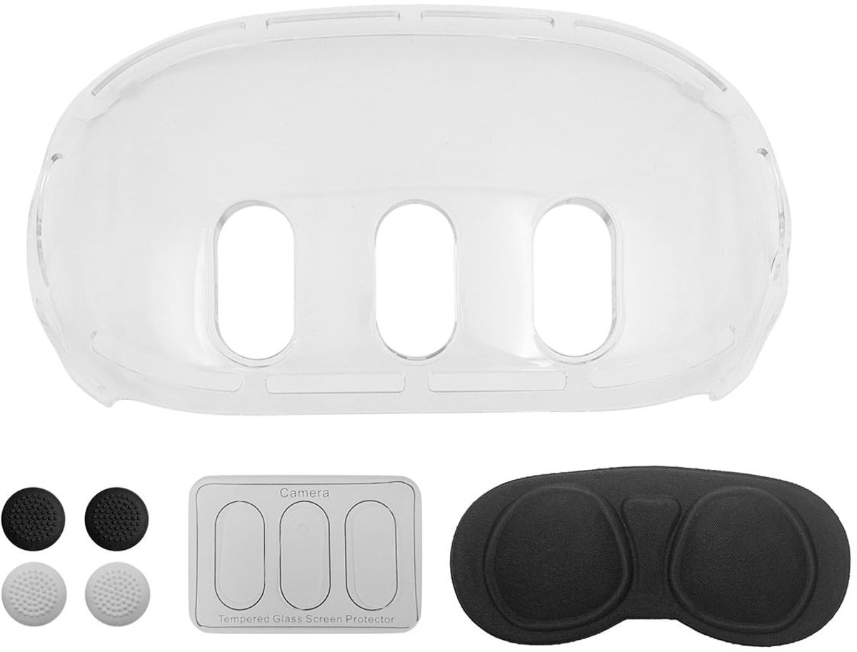 Ultimate VR Accessory Kit voor Quest 3 - Beschermcase, Glazen Lensbeschermer, Stick Caps