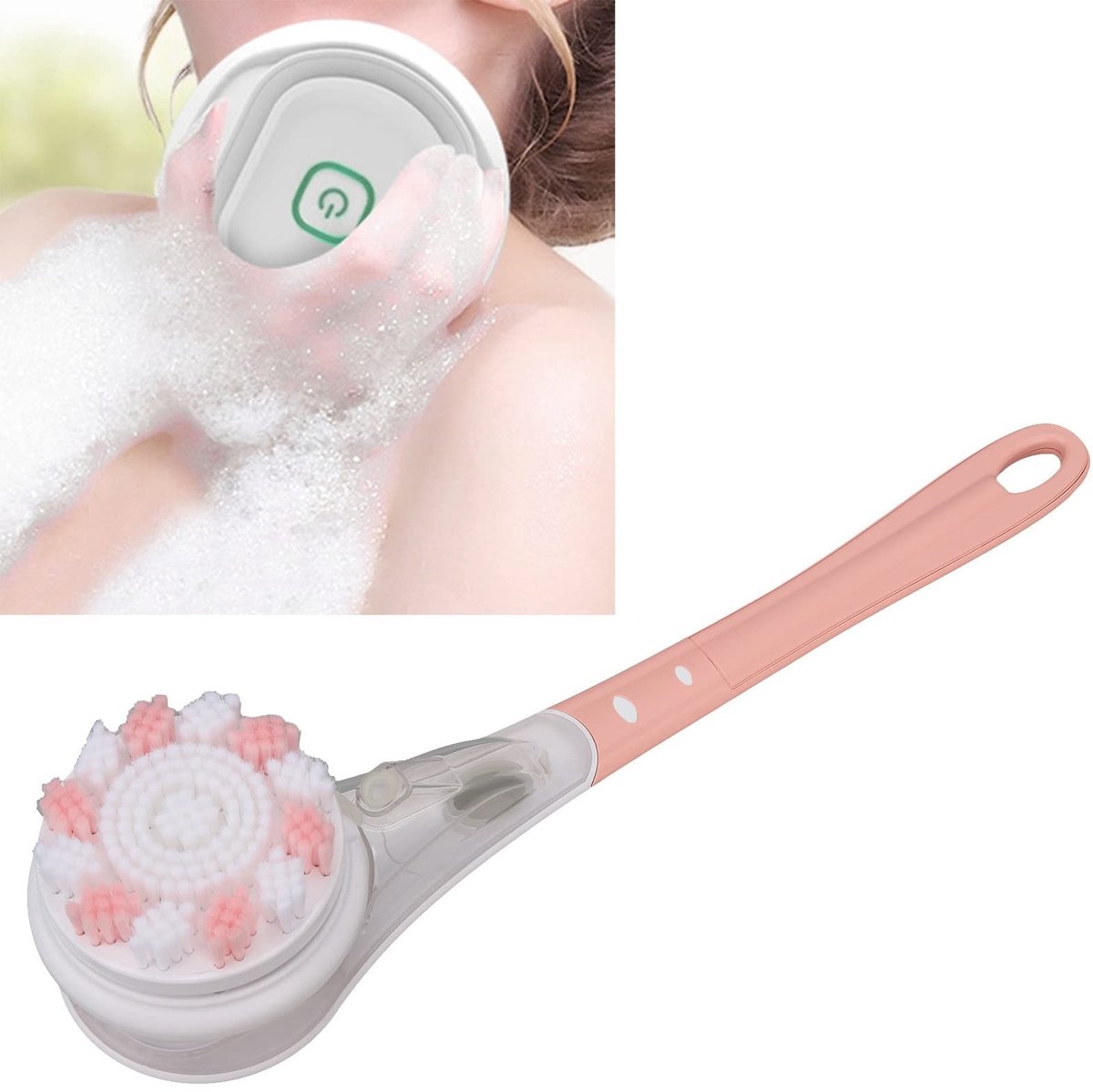 aladdien - Elektrische Lichaamsborstel - Diepe Reiniging - Waterdicht - Exfoliërende Koppen - Massagefunctie - Geschikt voor Douchegebruik - 6 Roter..