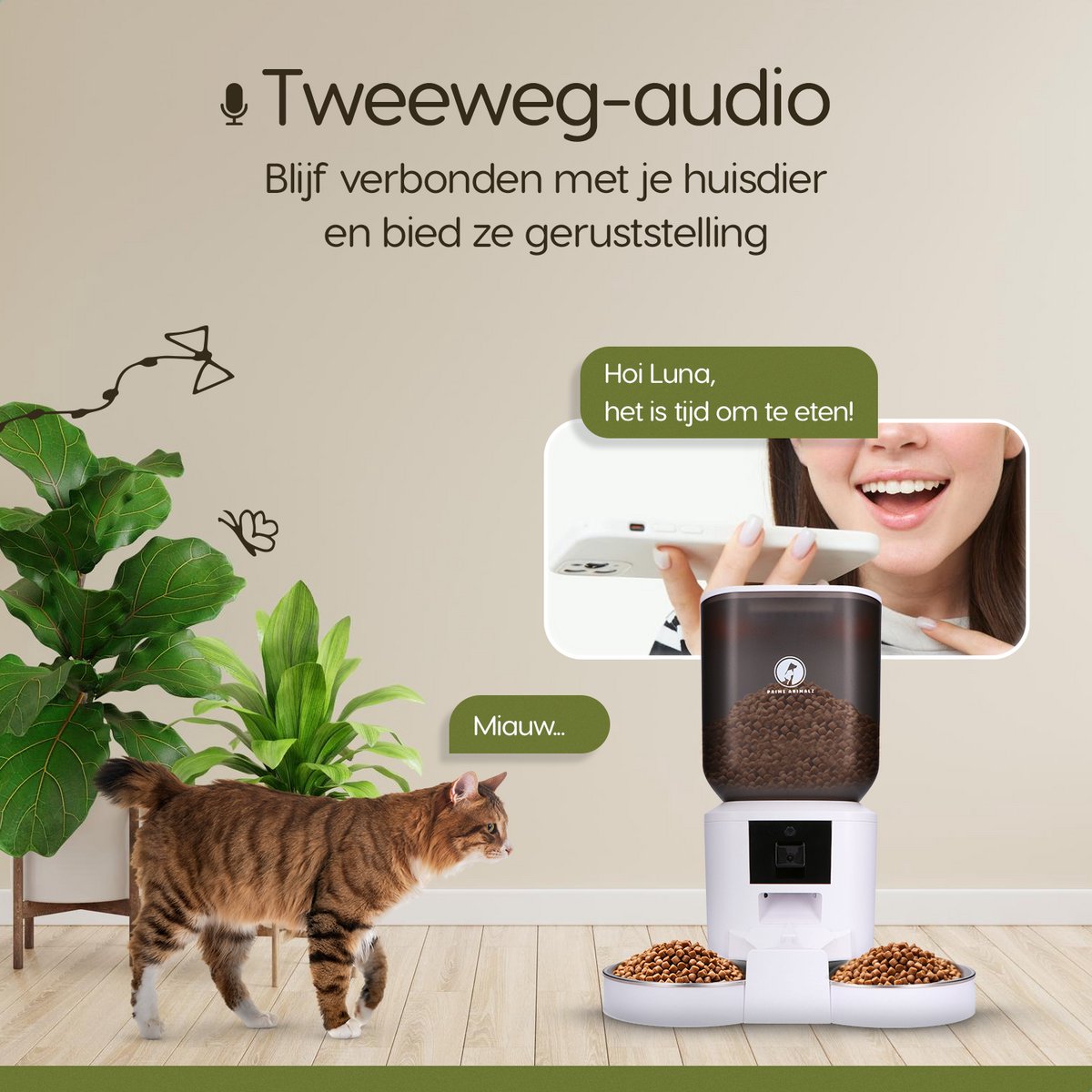 Prime AnimalZ Automatische Voerbak 7L Wit met Camera - afbeelding 3